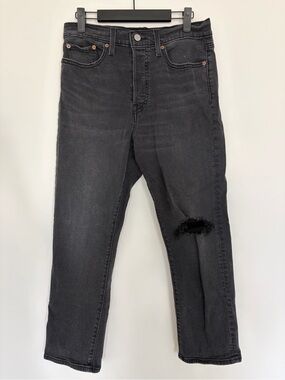 Women’s Levi Strauss Wedgie Straight Black Denim Jeans 30x28